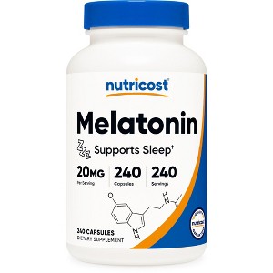 Nutricost Melatonin (20mg) 240 Capsules - GMO Free & Gluten Free - 1 of 4