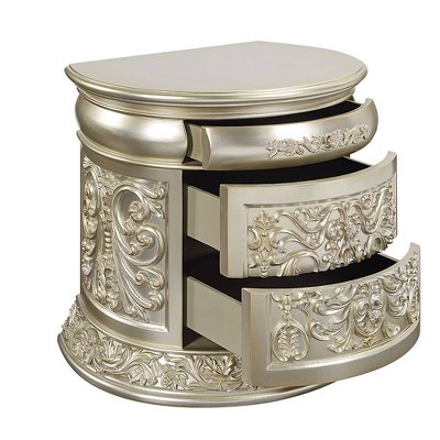 Sorina Antique Gold Oval 3-Drawer Nightstand
