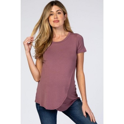 PinkBlush Mauve Layered Wrap Front Maternity Nursing Top