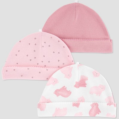 Baby Girls' 3pk Cap - Just One You® made by carter's Pink One Size