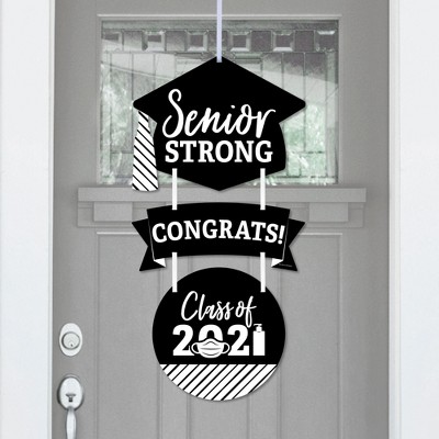 Big Dot of Happiness Senior Strong - Hanging Porch Class of 2021 Graduation Party Outdoor Decorations - Front Door Decor - 3 Piece Sign