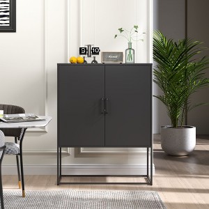 NicBex 33.5" Modern 2-Doors Sideboard,Kitchen Storage Cabinets with 2 Shelves and Magnetic Doors for Kitchen, Living room, and Dining Room,Black - 1 of 4