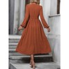 Coolmee Women's Fashion Dresses Long Lantern Sleeve Floral Midi Dresses V Neck Casual Flowy A-line Waisted Boho Vacation Midi Dress 2XL Red - 4 of 4
