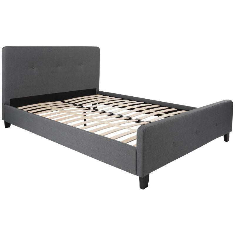 Flash Furniture Tribeca Queen Size Tufted Upholstered Platform Bed in Dark Gray Fabric, 1 of 6