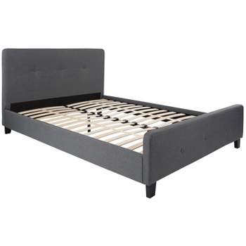 Flash Furniture Tribeca Queen Size Tufted Upholstered Platform Bed in Dark Gray Fabric