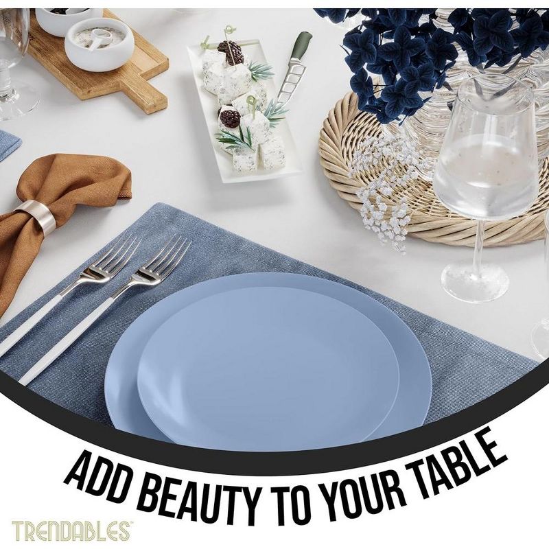 Trendables Disposable Plastic Dinnerware Set 80 Pieces Plastic disposable plates- Serves 40- Includes 40 x 8" Dessert Plates & 40 x 10" Plastic Dinner Plates, 4 of 9