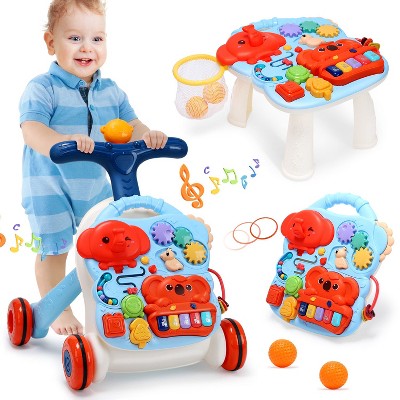 Skirfy 3-in-1 Baby Walker, Sit-and-Stand Learning Walker, Educational Toddler Toy, Gift for Little Boys and Girls