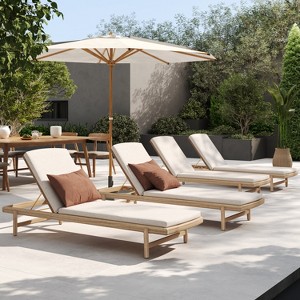 Christopher Knight Home Mallorca Acacia Wood Chaise Lounge With Water-Repellent Cushions - 1 of 4
