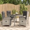 vidaXL Outdoor Patio Dining Set - 5 Piece Poly Rattan Garden Furniture with Reclining Chairs, Cushions, and Acacia Wood Table - 2 of 4