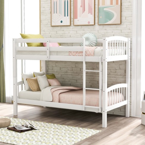 Streamdale Twin Over Twin Bunk Bed with Ladder, White - image 1 of 4