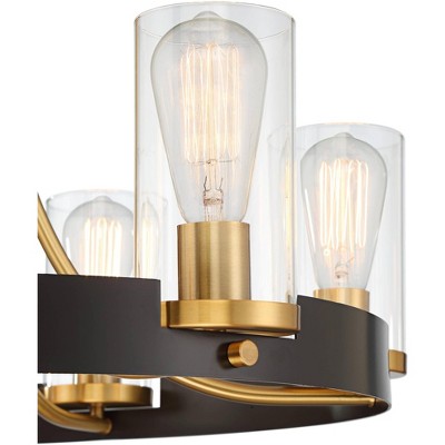 Stiffel Ferrers 26" Dark Bronze and Gold 6-Light Chandelier