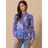 Allegra K Women's Point Collar Long Button Sleeve Button Down Floral Shirt - 2 of 4