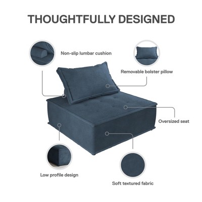 Navy Microfiber Convertible Armless Lounge Chair