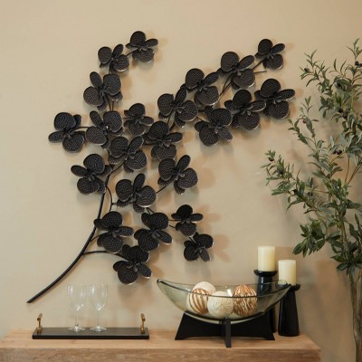 Black Orchid 3-D Flower Wall Art Handcrafted Floral Arrangements in Box  Frame for Home Office Wall Shelf Table Room Holiday Decor Gift Item 