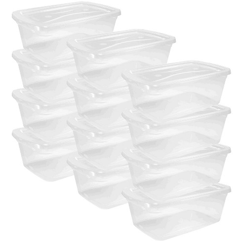 Rubbermaid Cleverstore Home/office 6 Quart Clear Plastic Storage Tote  Container Box Bin With Lid For Garage Or Basement, (12 Pack) : Target