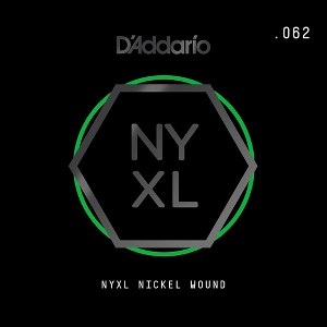 D'Addario NYNW062 NYXL Nickel Wound Electric Guitar Single String, .062 - 1 of 2