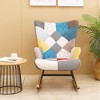 CAVINAS Accent Chair Rocking Chair Mid Century Modern Glider Rocking Chair with Patchwork Linen - 2 of 4