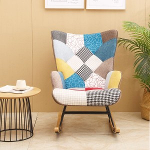 NicBex Accent Chair Rocking Chair Mid Century Modern Glider Rocking Chair with Patchwork Linen for Living Room, Bedroom - 1 of 4