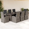 vidaXL 9 Piece Patio Dining Set with Cushions Gray Poly Rattan - 2 of 4