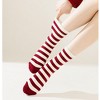 Anna-Kaci Women's 4 Pairs Striped and Solid Knit Socks with Bow Embroidery Ribbed Cuffs and Soft Stretch Fabric - 3 of 4