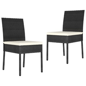 vidaXL Patio Dining Chairs 2 pcs Poly Rattan Black - 1 of 4