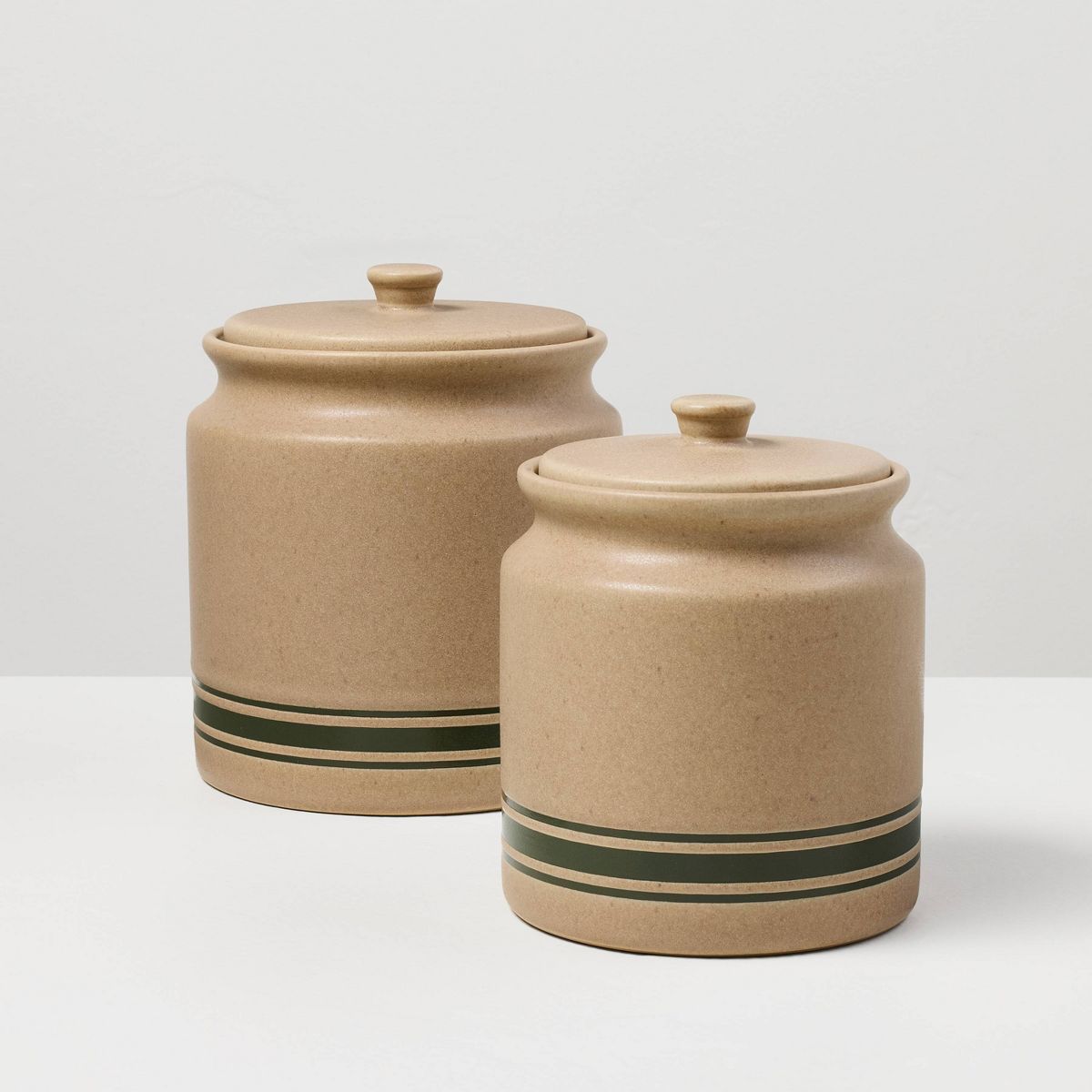 Stoneware Seasonal Canister Green Striped - Hearth & Hand™ with Magnolia - thumbnail 4