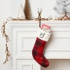 20" Plaid Monogram Christmas Holiday Stocking with Faux Fur Cuff Red/Green/White - Wondershop™ - 2 of 3
