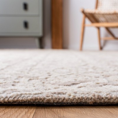Handmade Abstract Tufted Wool Area Rug, 8' x 10', Beige and Light Brown