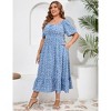 Plus Size Summer Dress for Women Square Neck Casual Boho A Line Maxi Dress - 3 of 4