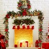 6ft Pre-Lit Christmas Garland with 20 Warm White LEDs, Flower & Bow Decor for Indoor/Outdoor Front Door and Mantle - 3 of 4