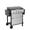 Dolonm 4-Burner Gas Grill w/Stainless Plancha, 49,200BTU, Foldable Side Table & 6 Hooks - Enamel Grids - 3 of 4