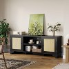TV Stand for TVs Up to 70", Rattan Entertainment Center with 2 Cabinets & Open Shelf - 2 of 4