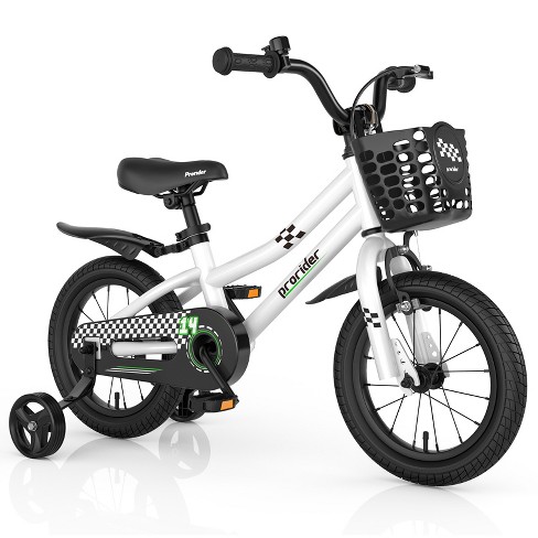 Prorider 14 Kid s Bike with Removable Training Wheels Basket for 3 5 Years Old White