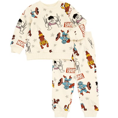 Marvel Avengers Spider-Man Hulk Iron Man Captain America Toddler Boys Fleece Sweatshirt and Pants Set White 2T