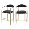 Modern Boucle Counter Stool Set Of 2 Upholstered Bar Stool with Metal Legs Kitchen Island Seating With Padded Seat And Footrest-Tanpinhause - 2 of 4