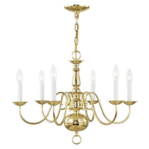 Livex Lighting Williamsburgh 6 - Light Chandelier in  Polished Brass - 1 of 2