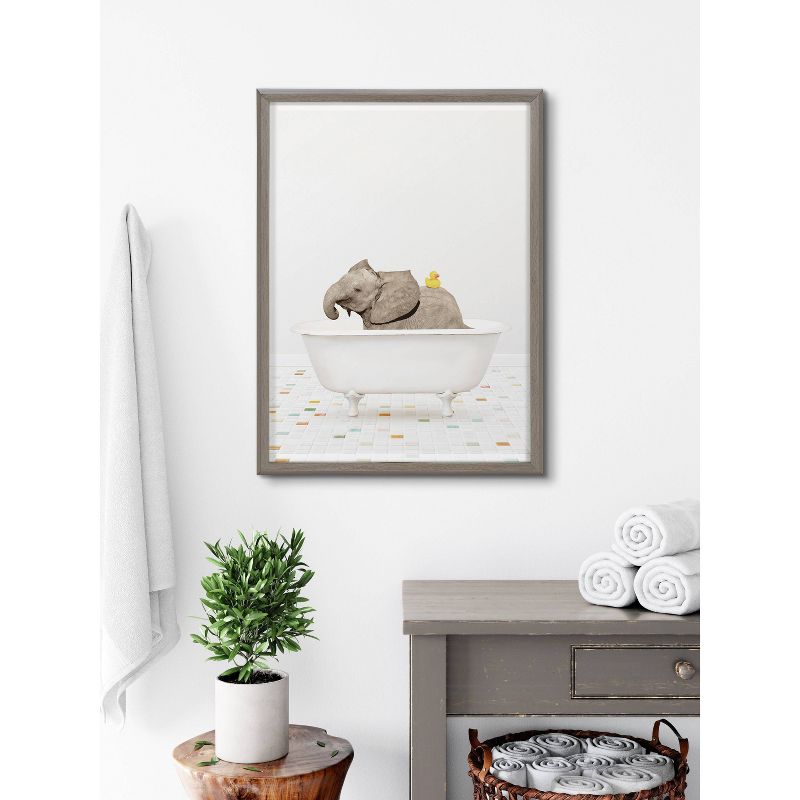 18&#34; x 24&#34; Blake Baby Elephant Bath Time with Rubber Ducky Framed Printed Glass Gray - Kate &#38; Laurel All Things Decor, 5 of 6