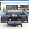 LayinSun 11-Piece Large Outdoor Modular L-Shaped Sectional Set with Propane Fire Pit Table - 3 of 4