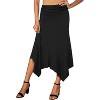 Women's Flowy Handkerchief Hem Midi Skirt - Asymmetric Boho Chic A-Line Skirt Black - 2 of 4