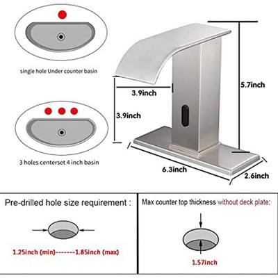 Brushed Nickel Touchless Single Hole Bathroom Faucet with Temperature Control