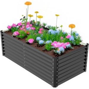 VINGLI 6x3x2ft Raised Garden Bed, Large Planter Garden Boxes Outdoor, Planter Raised Beds Kit for Gardening for Vegetables, Flowers, Herbs (Black) - 1 of 4