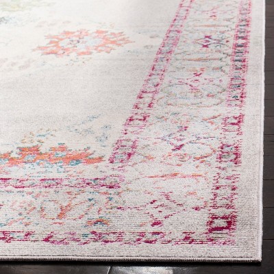 Crystal Cream and Grey Synthetic Square Area Rug, 7'x7'