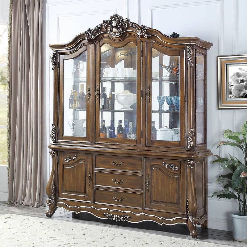 76&#34; Latisha Decorative Storage Cabinet Antique Oak Finish - Acme Furniture, 1 of 8