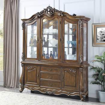 76" Latisha Decorative Storage Cabinet Antique Oak Finish - Acme Furniture
