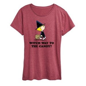 Women's - Peanuts - Witch Way To The Candy Short Sleeve Graphic T-Shirt - 1 of 4