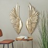 Set of 2 Metal Bird Wing Wall Decors with Textured Metallic Finish Gold - Olivia & May: Iron Crafted, Modern Style, Animal Artwork - 2 of 4