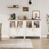 Sideboard Buffet Cabinet with Glass Doors, 29" Large Buffet Cabinet with Storage, Farmhouse Storage Cabinet Table for Kitchen Dining Room - 2 of 4