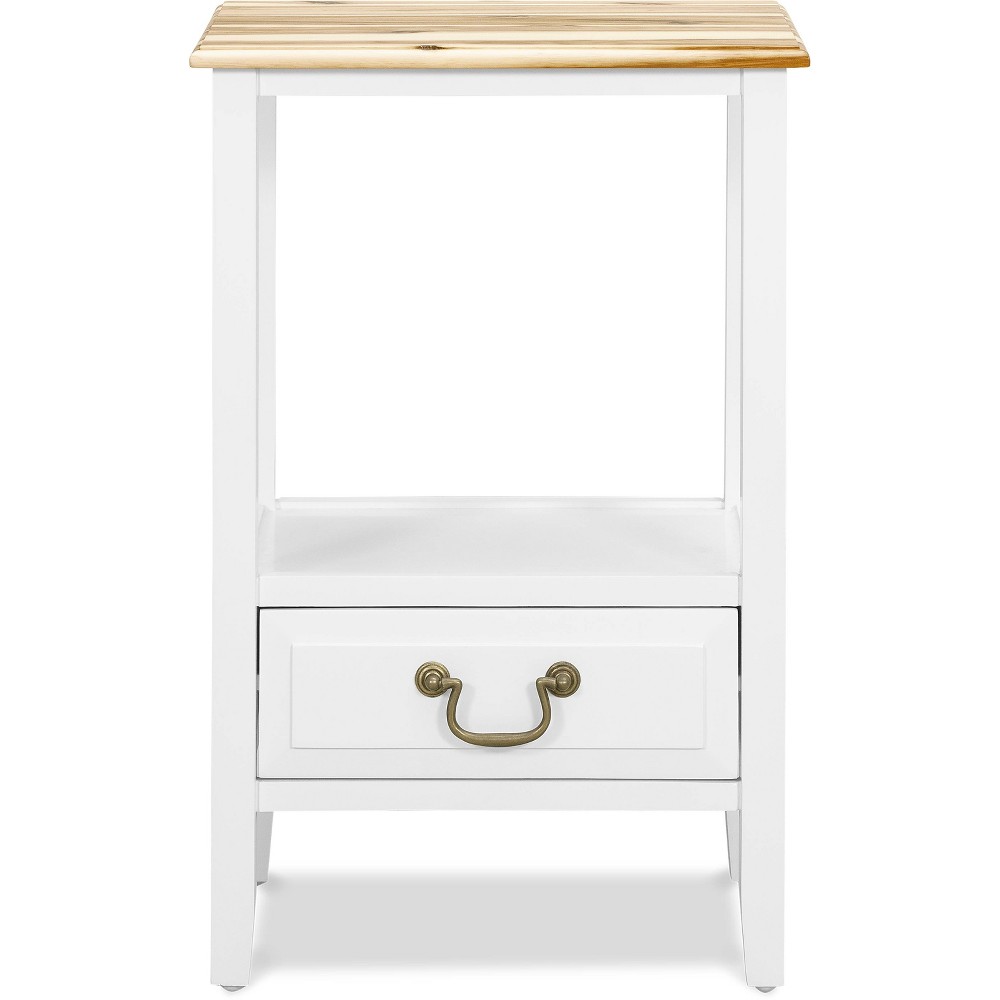 ClickDecor Harris End Table White: Modern Rectangle Accent Table, 25.6" High, Narrow Design