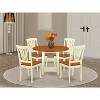 Art Deco Dinette Set - 5 Piece Round Table & Chairs - Buttermilk Cherry Finish - 2 of 4