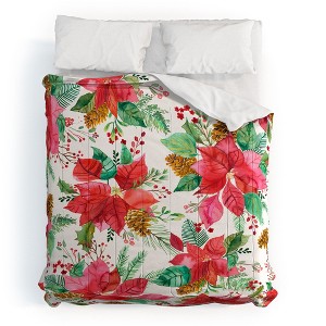 Ninola Design Poinsettia holiday flowers Comforter + Pillow Sham(s) - Deny Designs - 1 of 3